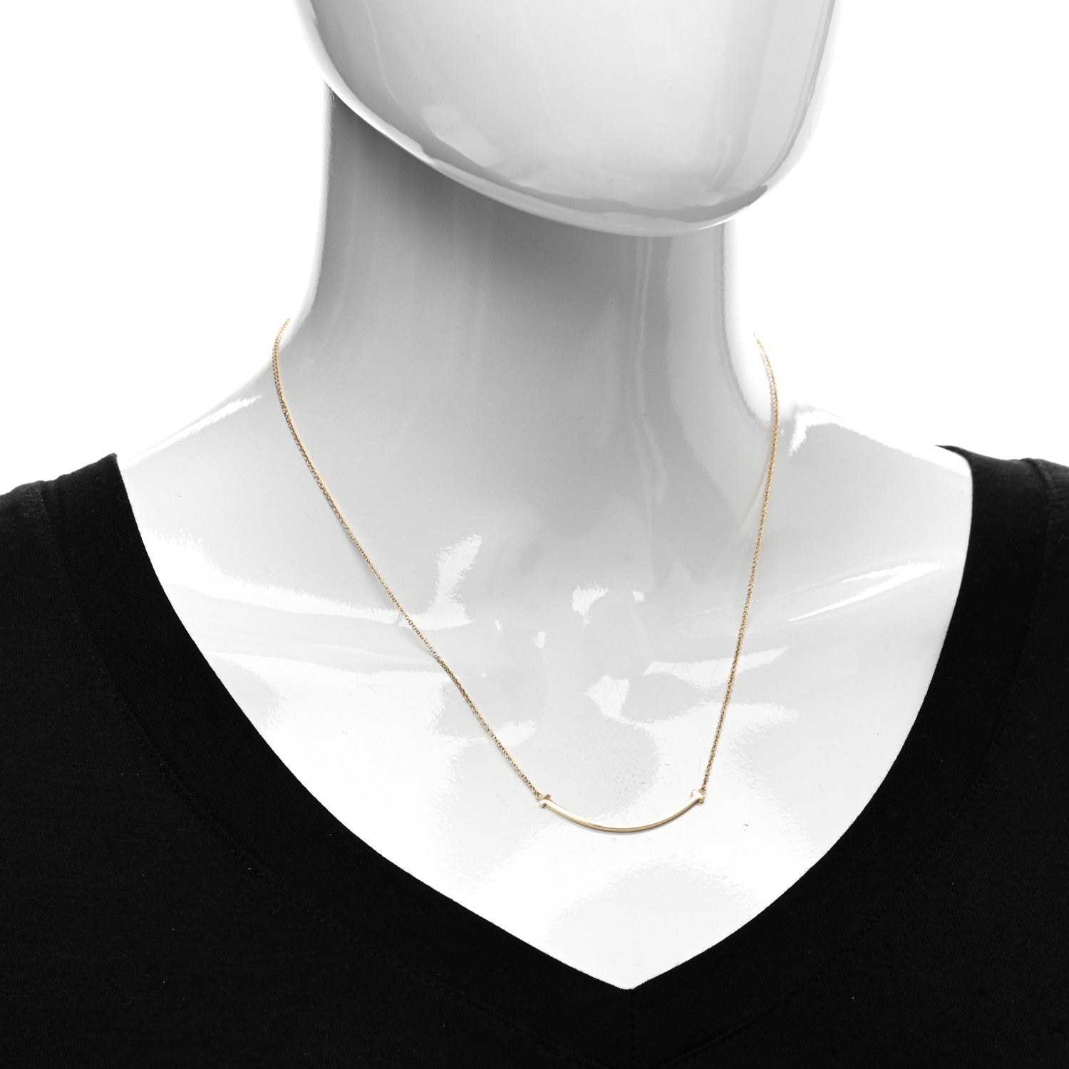 Tiffany 18K Yellow Gold Small T Smile Pendant Necklace 2 of 5