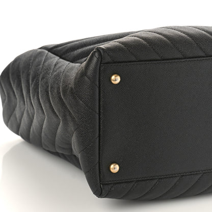 Chanel Caviar Chevron Quilted Coco Handle Shopping Tote Black 8 of 11