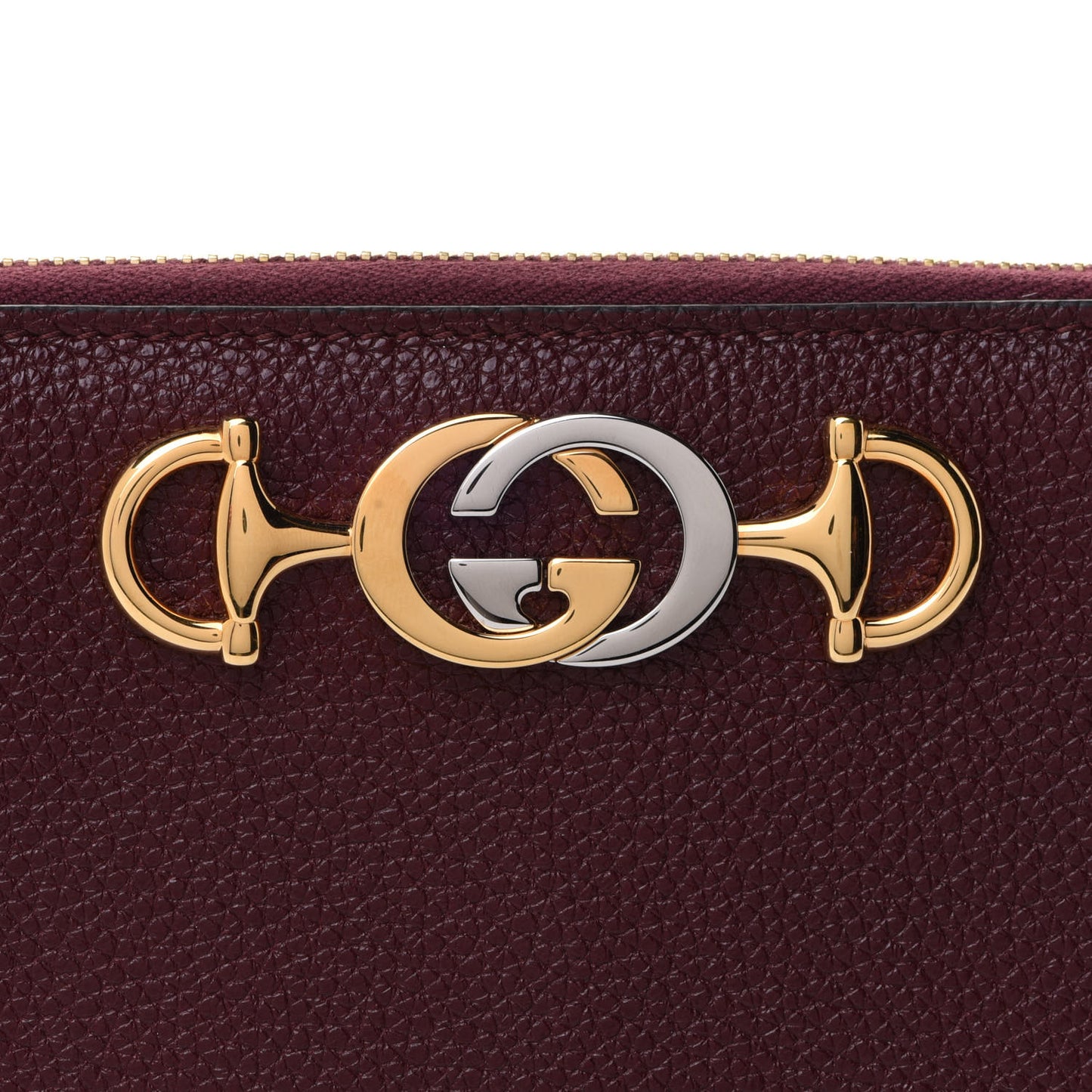 Grainy Calfskin Zumi Zip Around Wallet Vintage Bordeaux