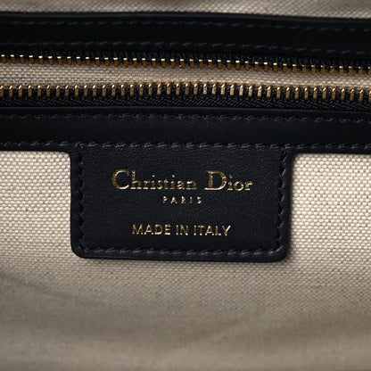 Christian Dior Padded Étoile Calfskin Embossed Medium Dior Vibe Zip Bowling Bag Silver Black 6 of 10