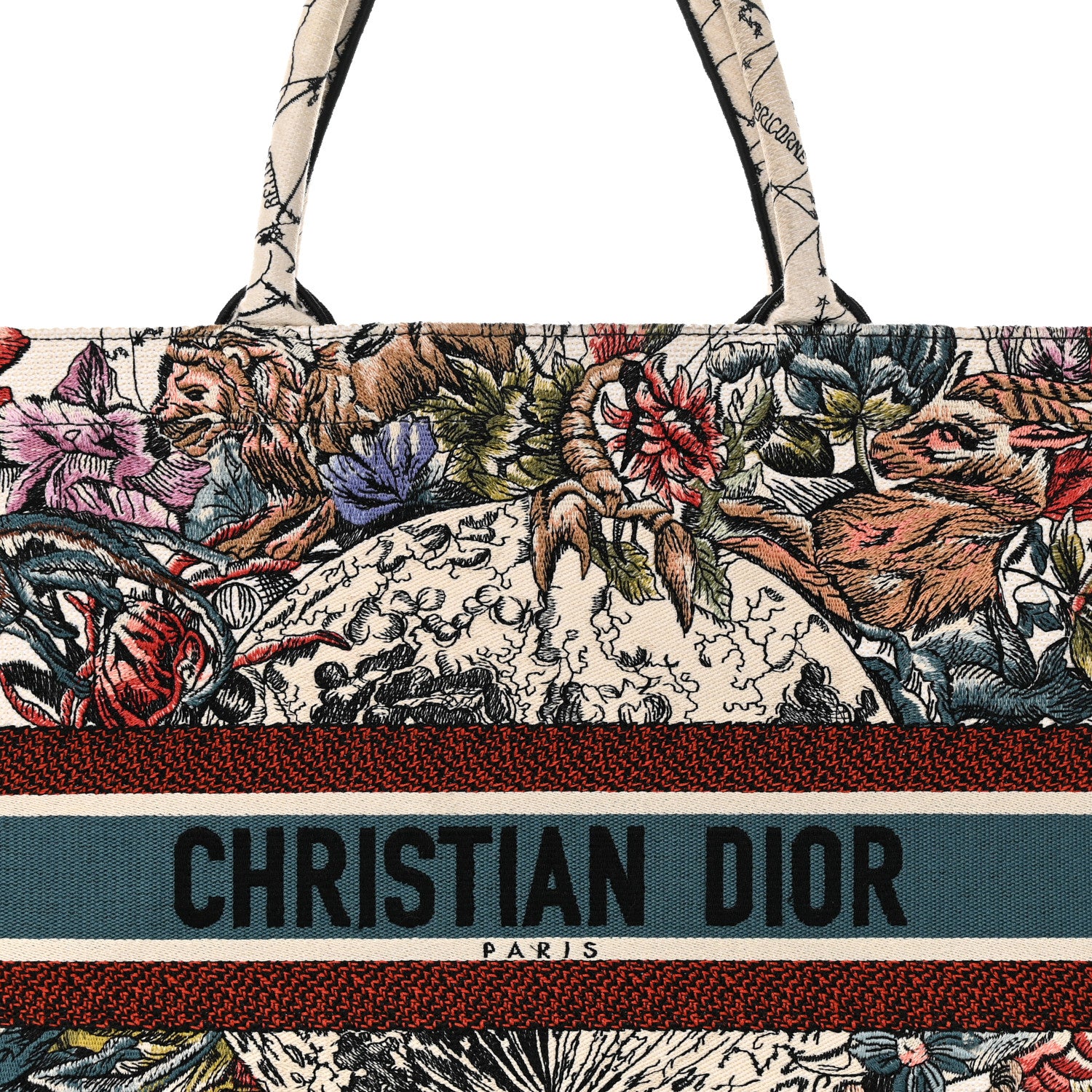 Christian Dior Canvas Embroidered Large Zodiac Book Tote Latte Multicolor 8 of 15