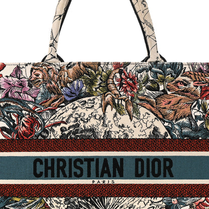 Christian Dior Canvas Embroidered Large Zodiac Book Tote Latte Multicolor 8 of 15