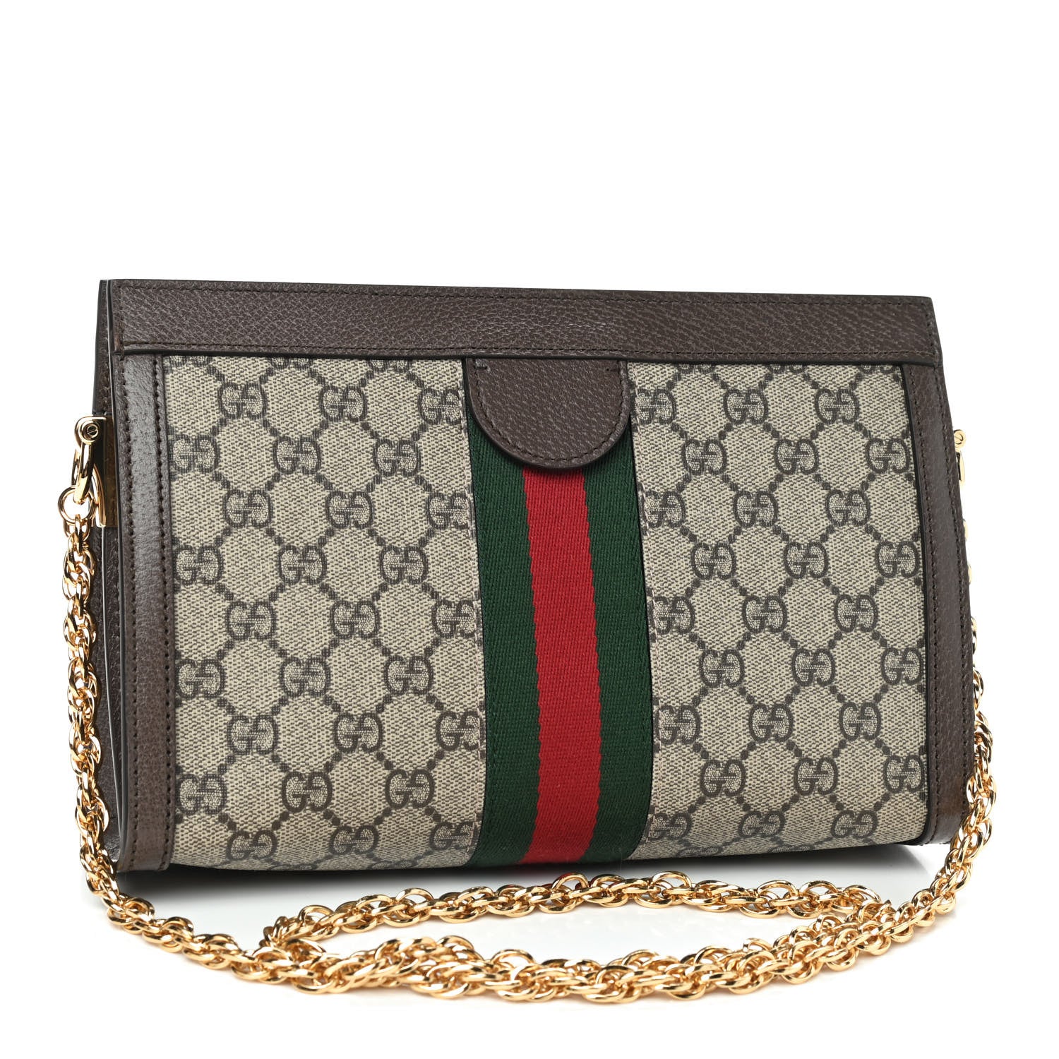 Gucci GG Supreme Monogram Web Small Ophidia Chain Shoulder Bag Brown 3 of 9