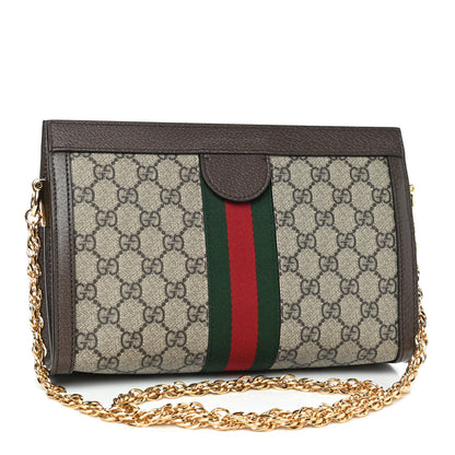 Gucci GG Supreme Monogram Web Small Ophidia Chain Shoulder Bag Brown 3 of 9