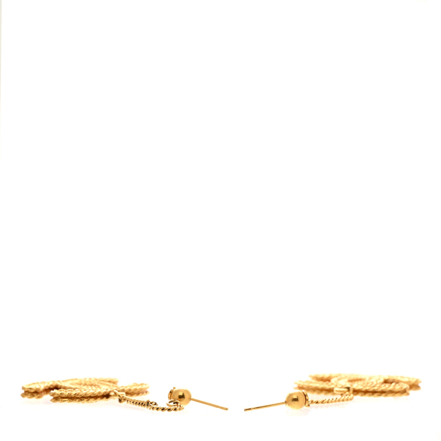 Chanel CC Drop Earrings Matte Gold 3 of 5