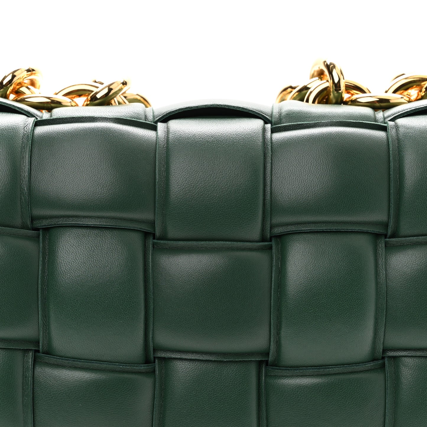 Lambskin Maxi Intreccio Padded Chain Cassette Crossbody Bag Raintree