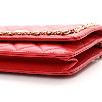 Chanel Lambskin Quilted Chain Around Wallet On Chain WOC Red 11 of 13