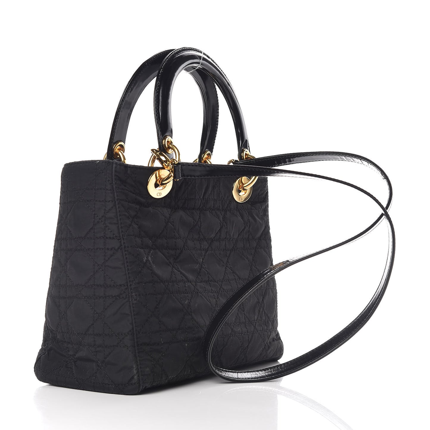 Nylon Cannage Medium Lady Dior Black