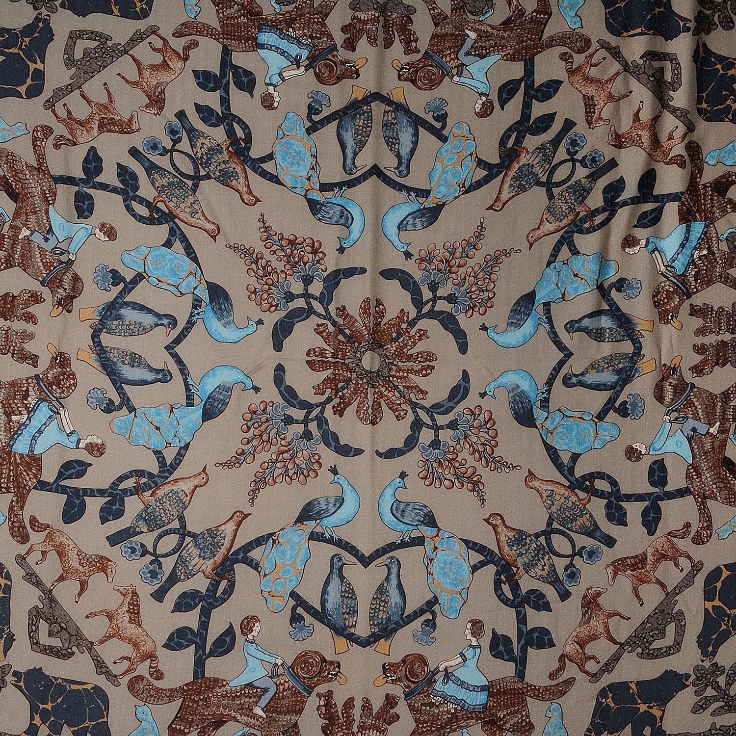 Hermes Cashmere Silk Early America Shawl 140 1 of 6