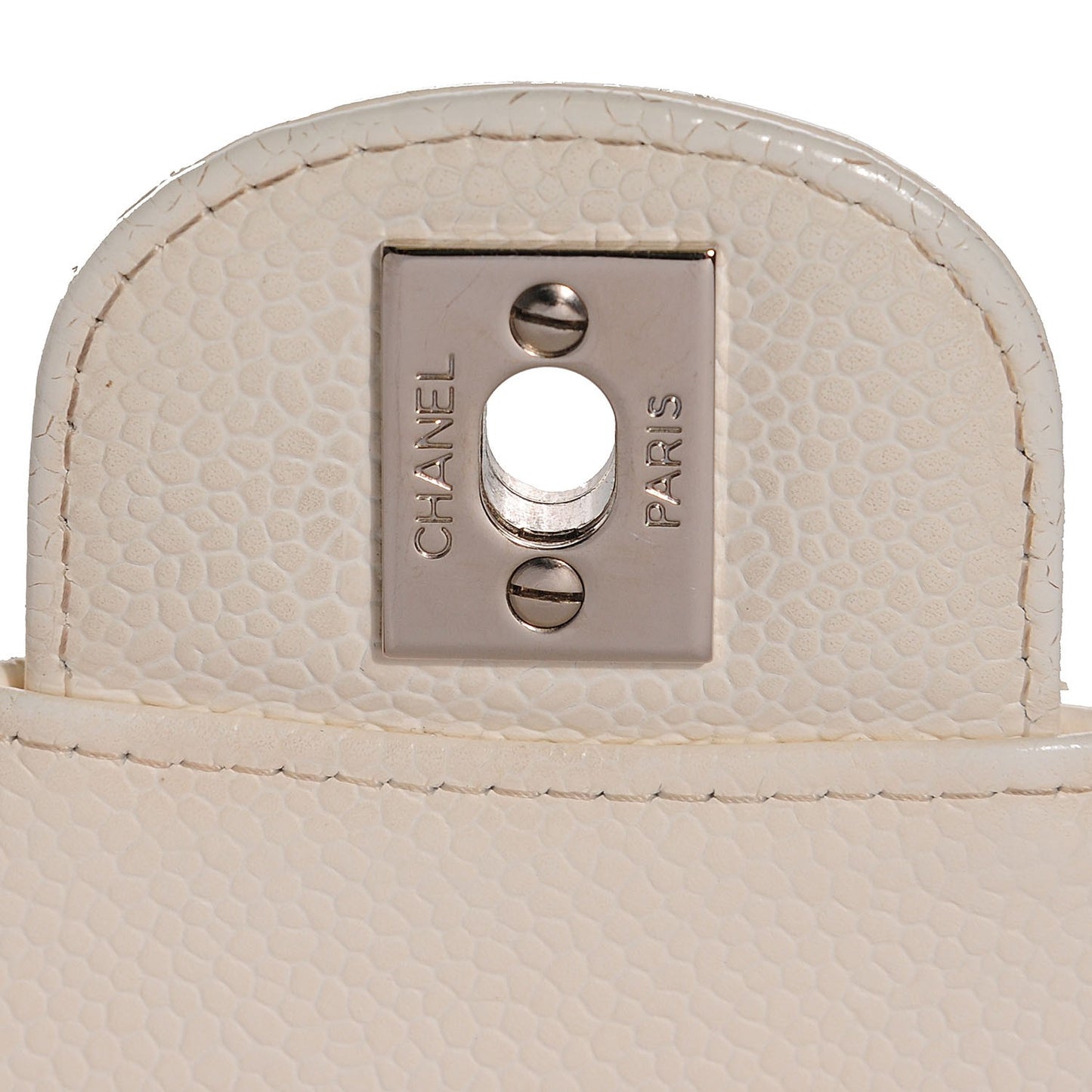 Caviar Quilted Medium Double Flap White