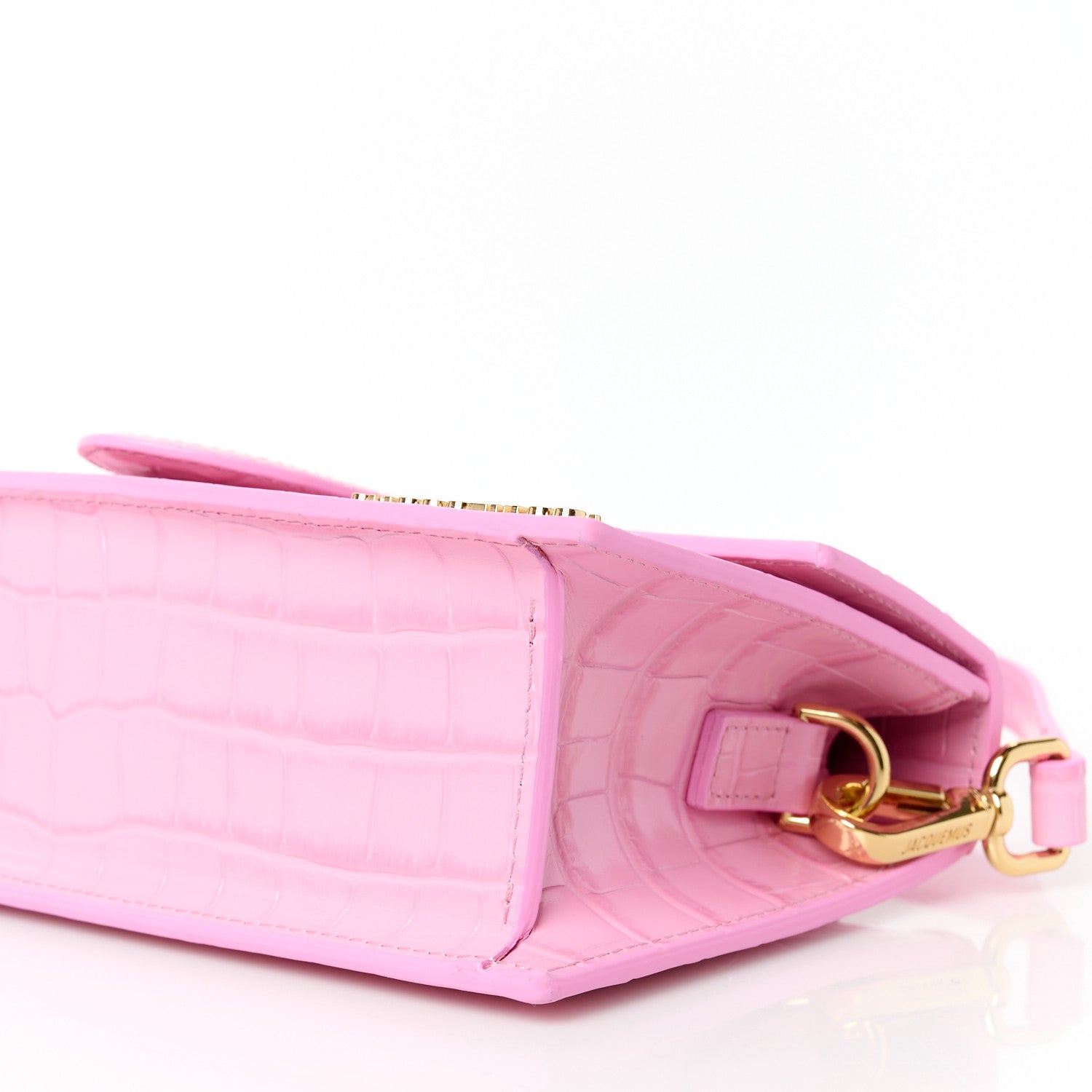 Jacquemus Calfskin Crocodile Embossed Le Grand Bambino Pink