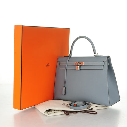 Hermes Epsom Kelly Sellier 35 Bleu Lin 7 of 26