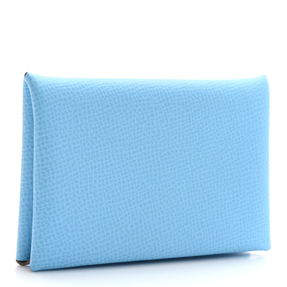 Hermes Epsom Calvi Card Case Celeste 3 of 7