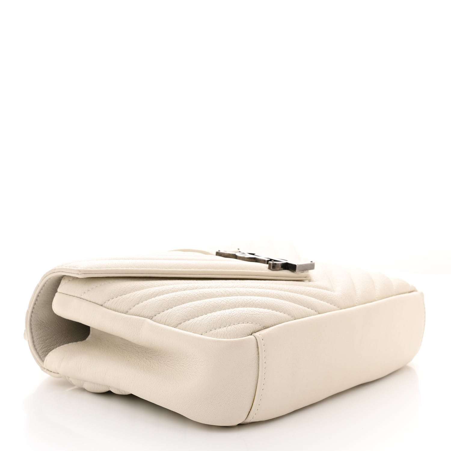 Saint Laurent Sheepskin Matelasse Chevron Monogram Medium College Bag Dove White 4 of 11