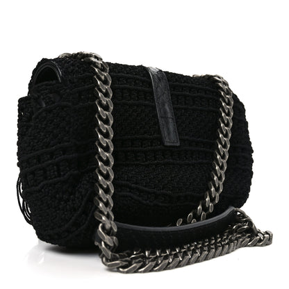 Saint Laurent Calfskin Crochet Baby Monogram Chain Satchel Black 3 of 10