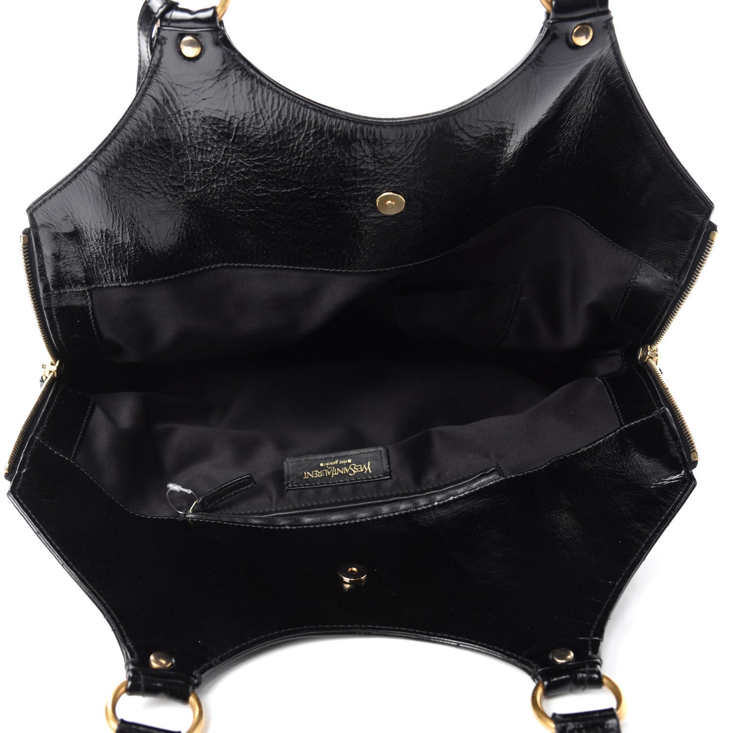 Patent Crocodile Embossed Tribute Tote Black