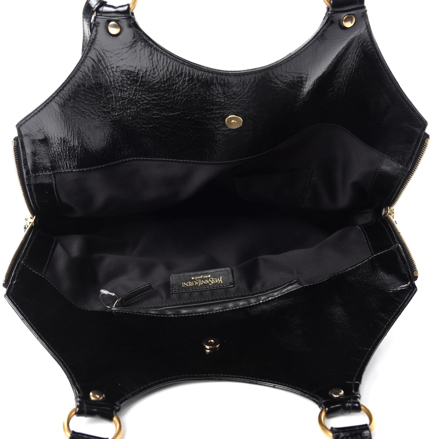Saint Laurent Patent Crocodile Embossed Tribute Tote Black 5 of 11