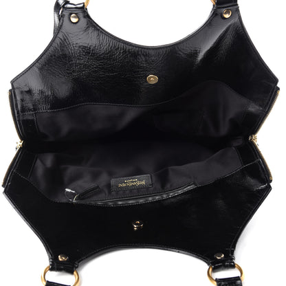 Saint Laurent Patent Crocodile Embossed Tribute Tote Black 5 of 11