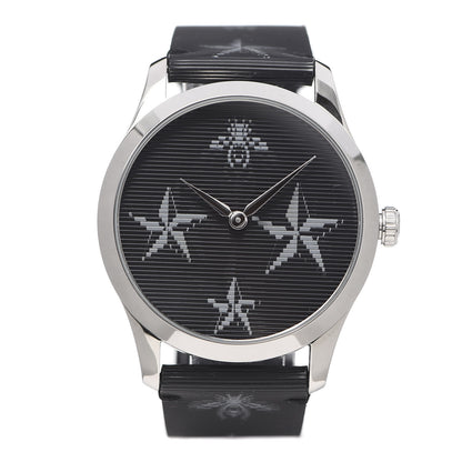 Gucci Stainless Steel Calfskin 38mm G-Timeless Bee Star Hologram Quartz Watch Black 1 of 6