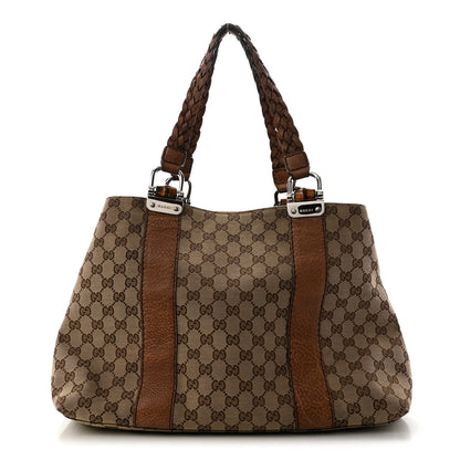 Gucci Monogram Medium Bamboo Bar Tote Brown 1 of 12