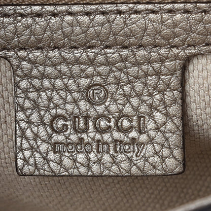 Gucci Metallic Pebbled Calfskin Medium Soho Flap Crossbody Golden Beige 6 of 7