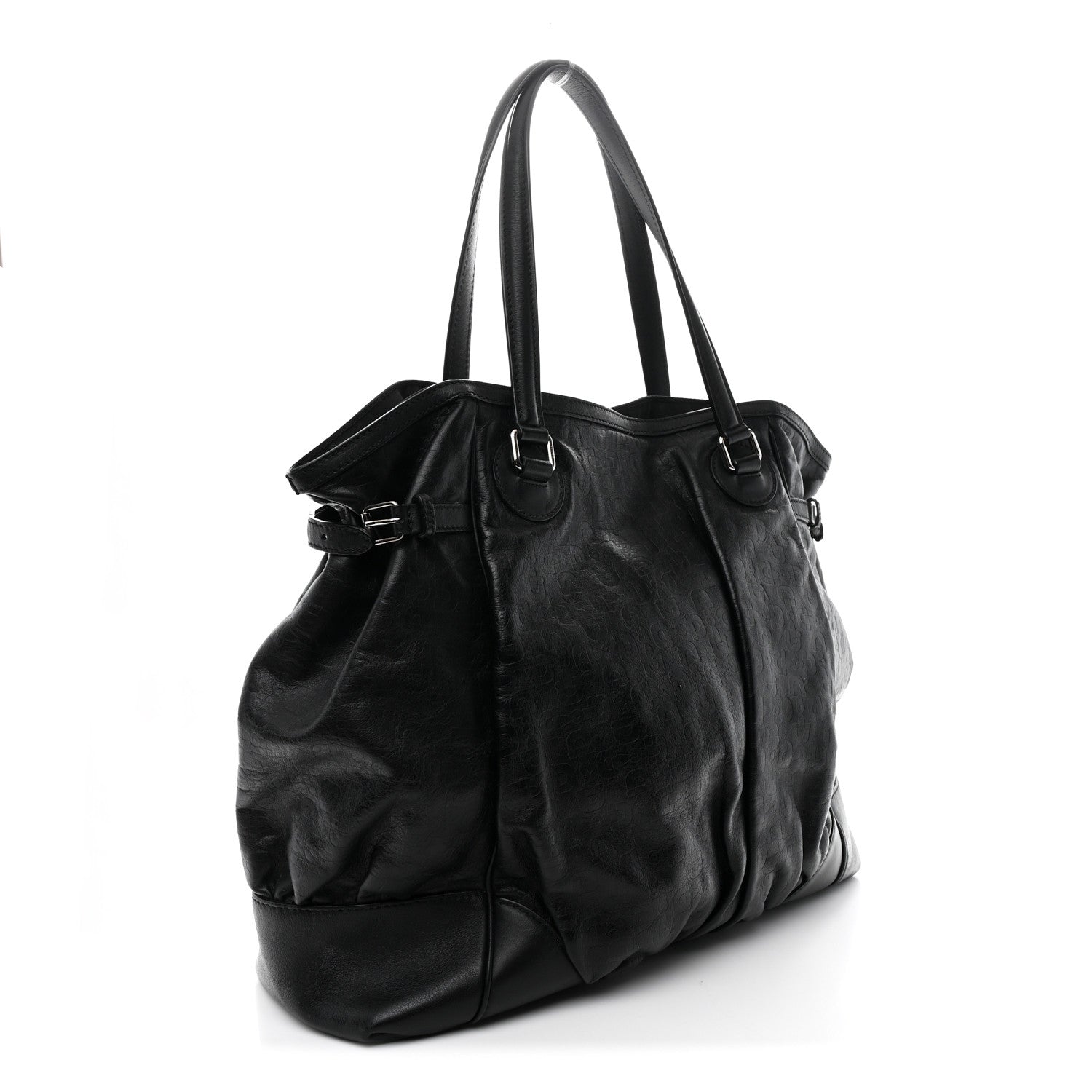 Gucci Horsebit Embossed Full Moon Tote Black 3 of 12
