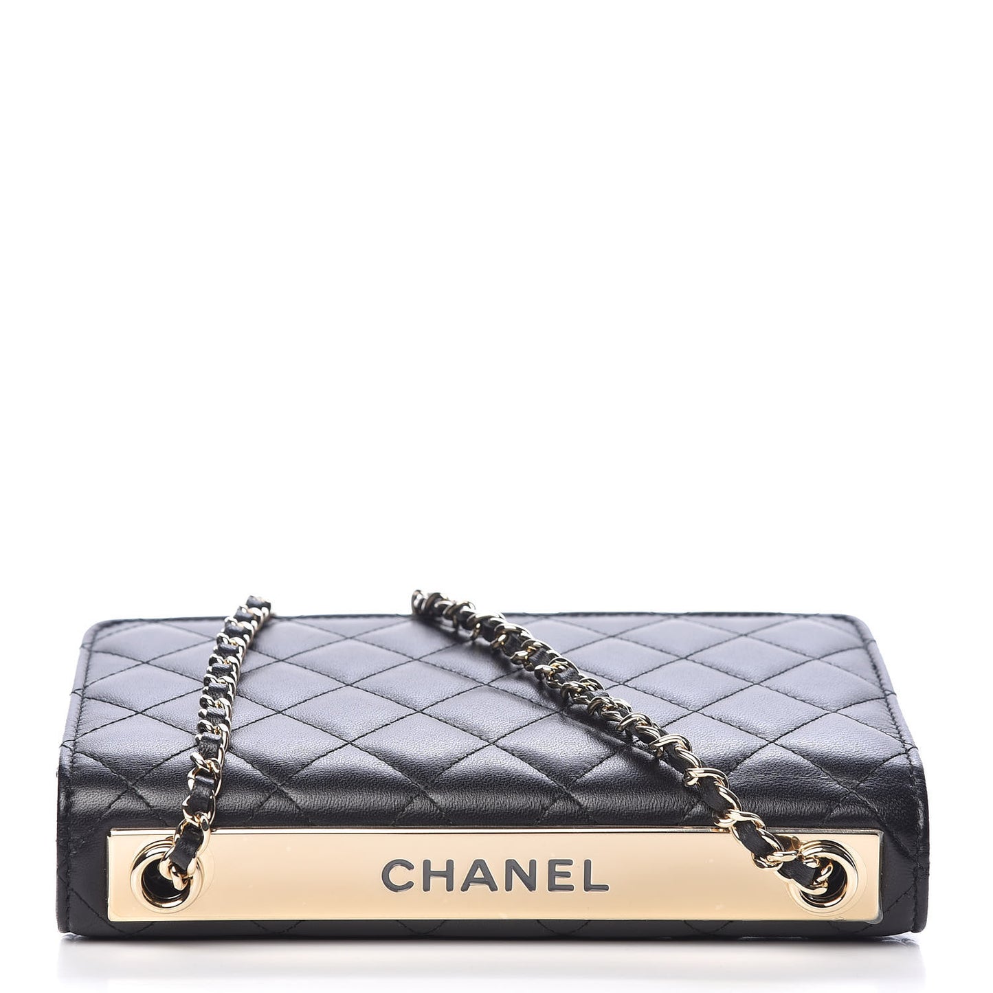 Lambskin Quilted Trendy CC Wallet On Chain WOC Black