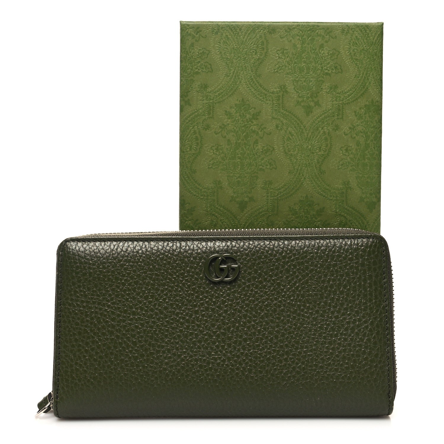 Gucci Dollar Calfskin Monochrome GG Marmont Zip Around Wallet Military Wood 9 of 9