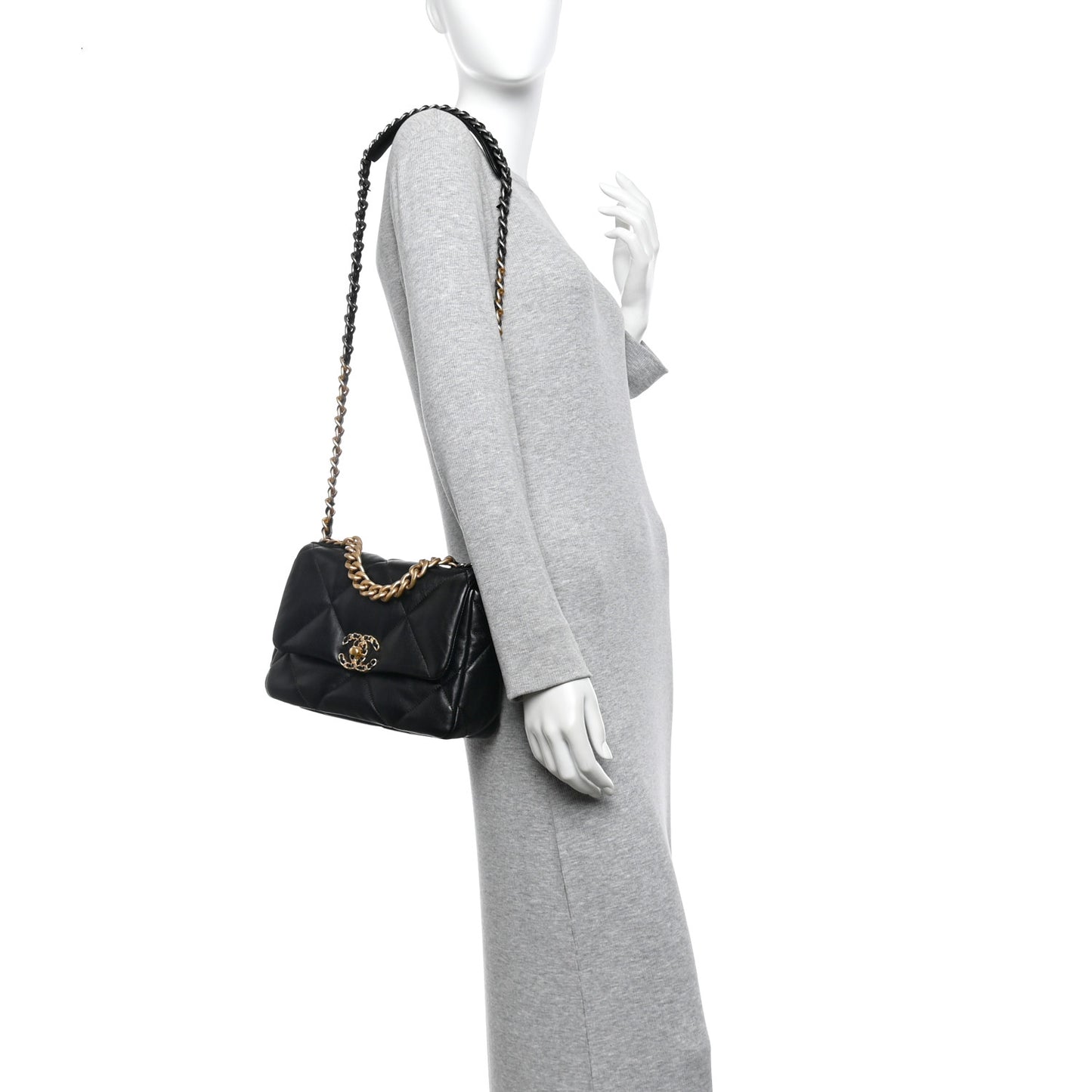 Lambskin Quilted Medium Chanel 19 Flap Black