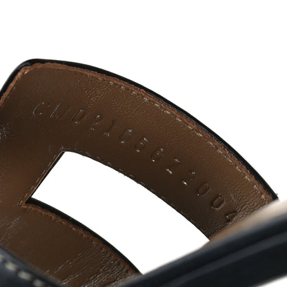 Hermes Box Calfskin Oran Sandals 35.5 Black 6 of 9