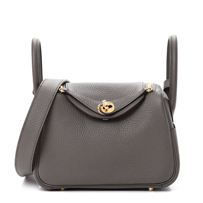 Hermes Taurillon Clemence Mini Lindy 20 Etain 1 of 10