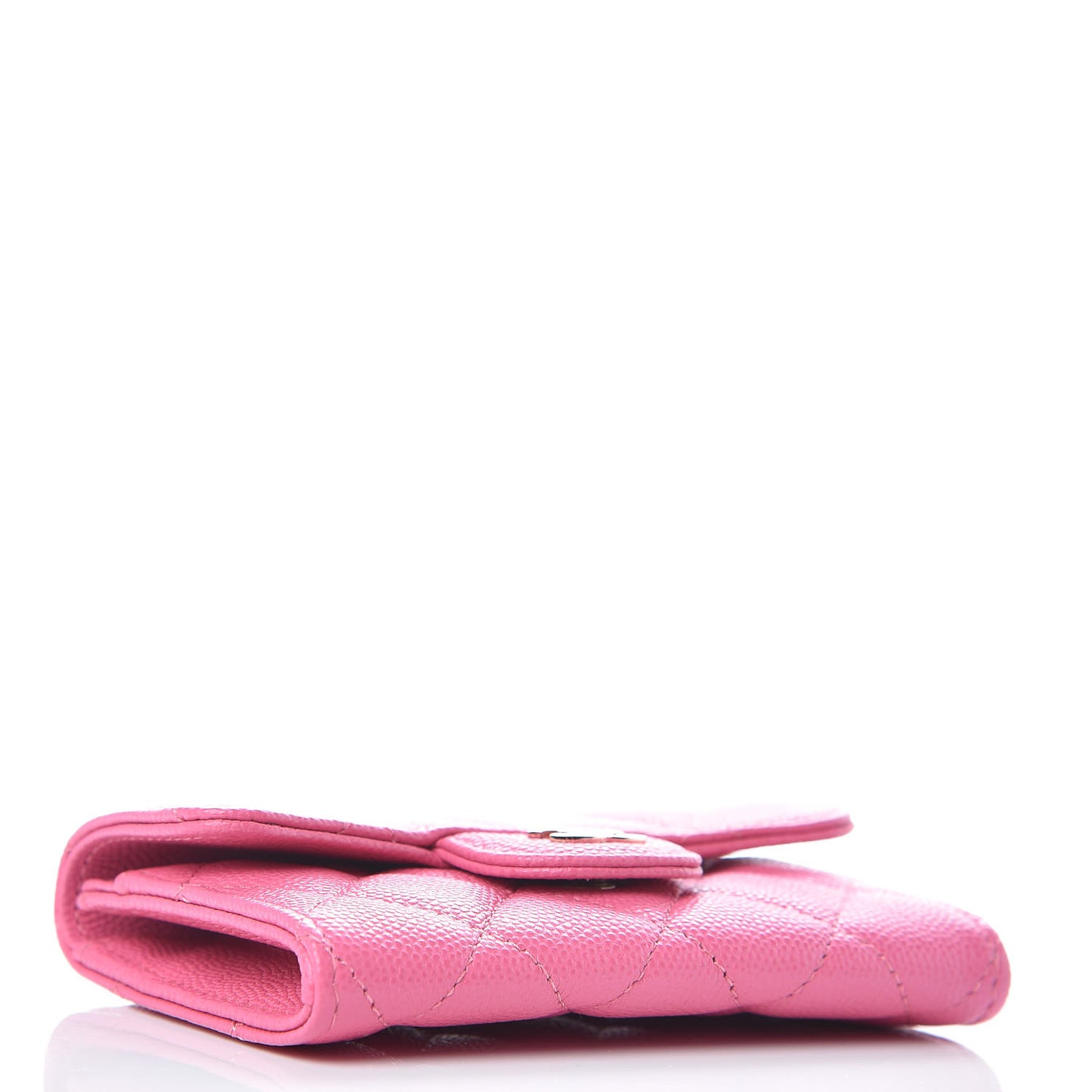 Caviar Quilted Flap Card Holder Pink
