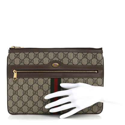 Gucci GG Supreme Monogram Large Ophidia Pouch Clutch Brown 2 of 7