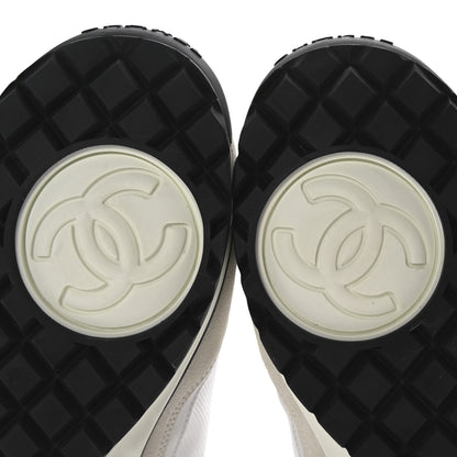Chanel Suede Calfskin Fabric CC Sneakers 36 Light Pink White 7 of 10