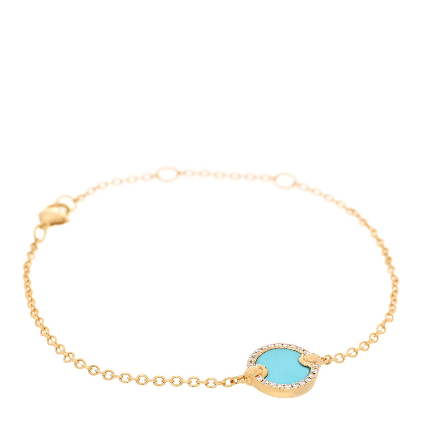 DAVID YURMAN 18K Yellow Gold Diamond Turquoise Petite Elements Bracelet