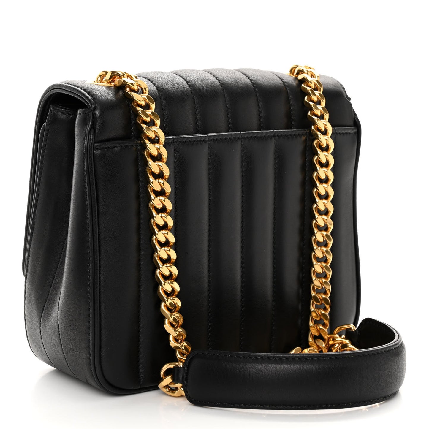 Lambskin Matelasse Monogram Medium Vicky Chain Bag Black