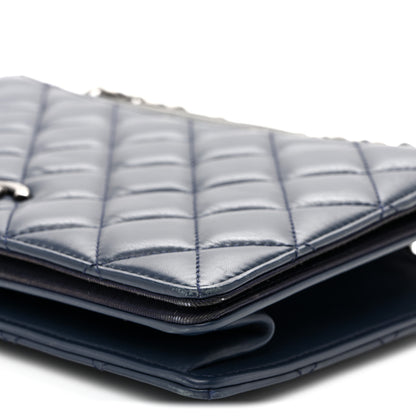 Chanel Calfskin Quilted Ballerine Flap Black Blue 9 of 10