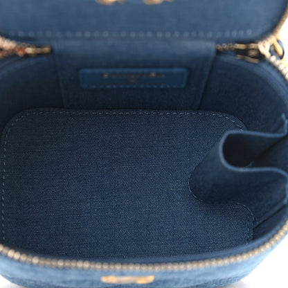 Chanel Denim Quilted Mini Pearl Crush Vanity Case With Chain 5 of 11