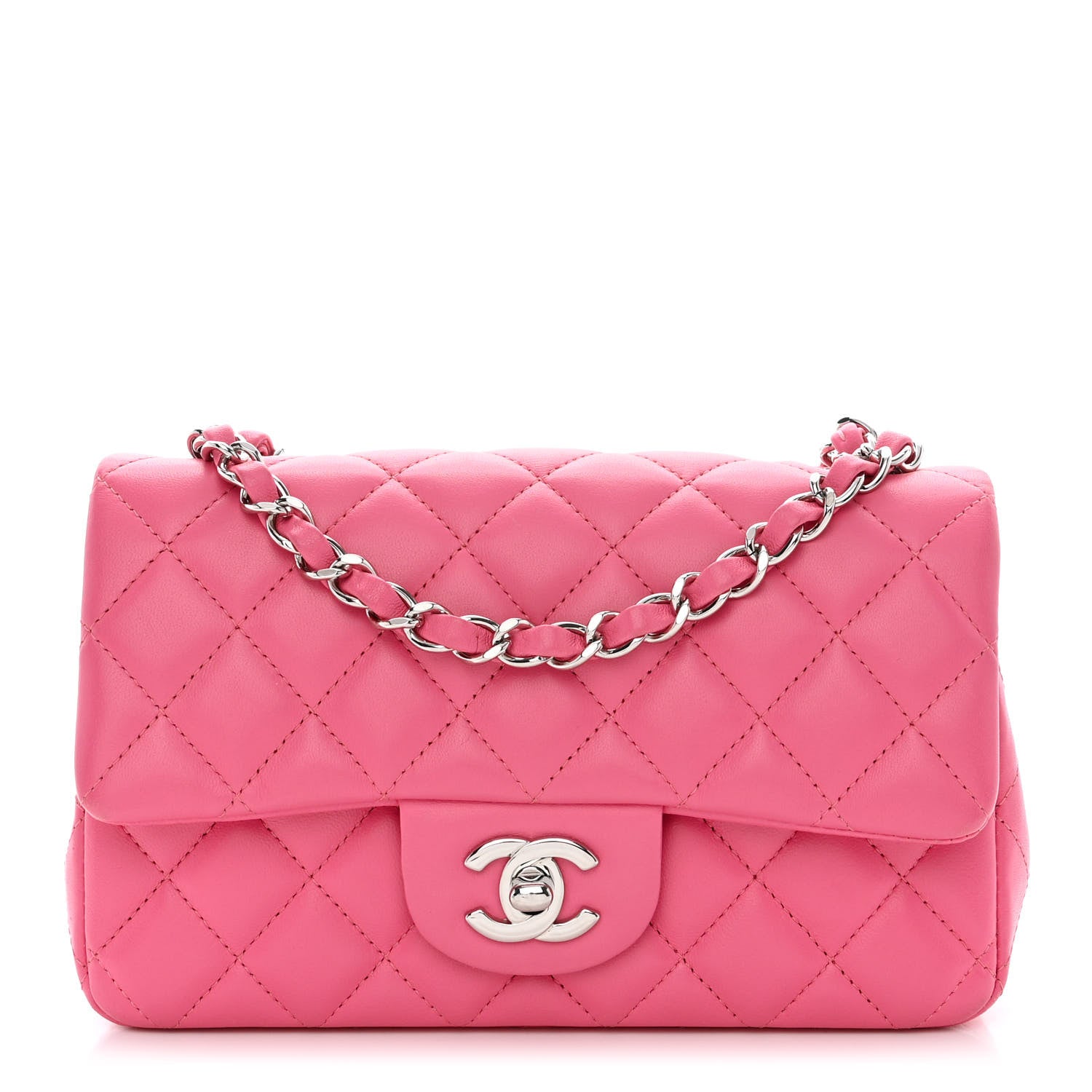 Chanel Lambskin Quilted Mini Rectangular Flap Pink 1 of 10