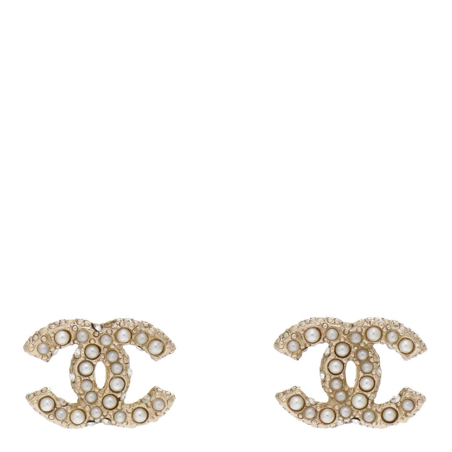 Pearl Crystal CC Earrings Light Gold