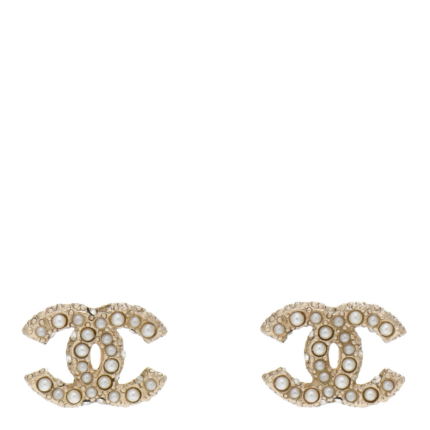 Chanel Pearl Crystal CC Earrings Light Gold 1 of 4