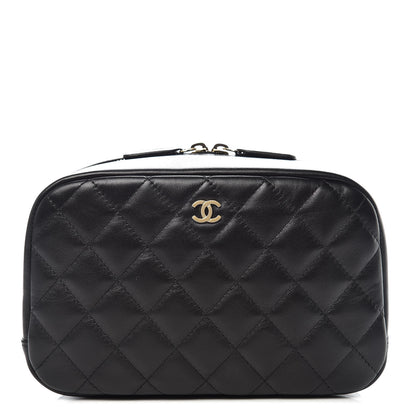 Chanel Lambskin Quilted Medium Curvy Pouch Cosmetic Case Black 1 of 11