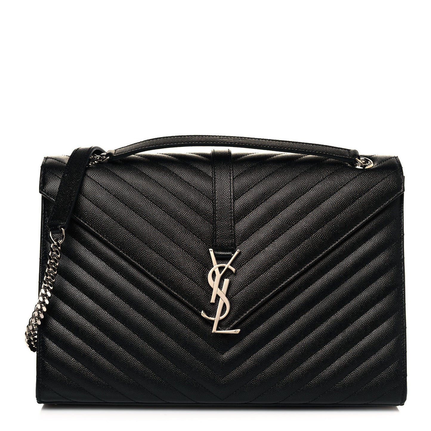 Grain De Poudre Matelasse Chevron Large Monogram Satchel Black