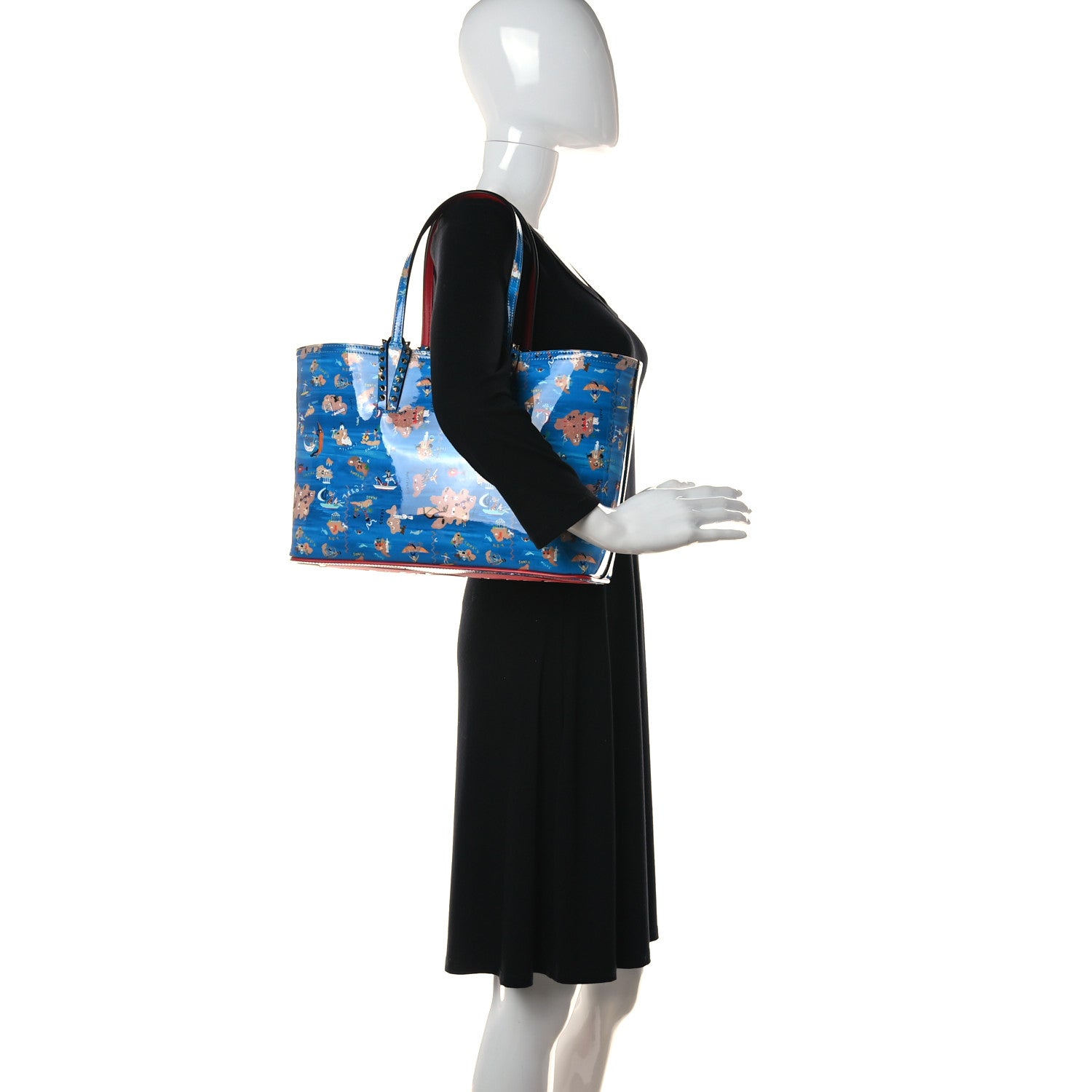 Christian Louboutin Patent Calfskin Small Greekaba Cabata Tote Blue 2 of 12