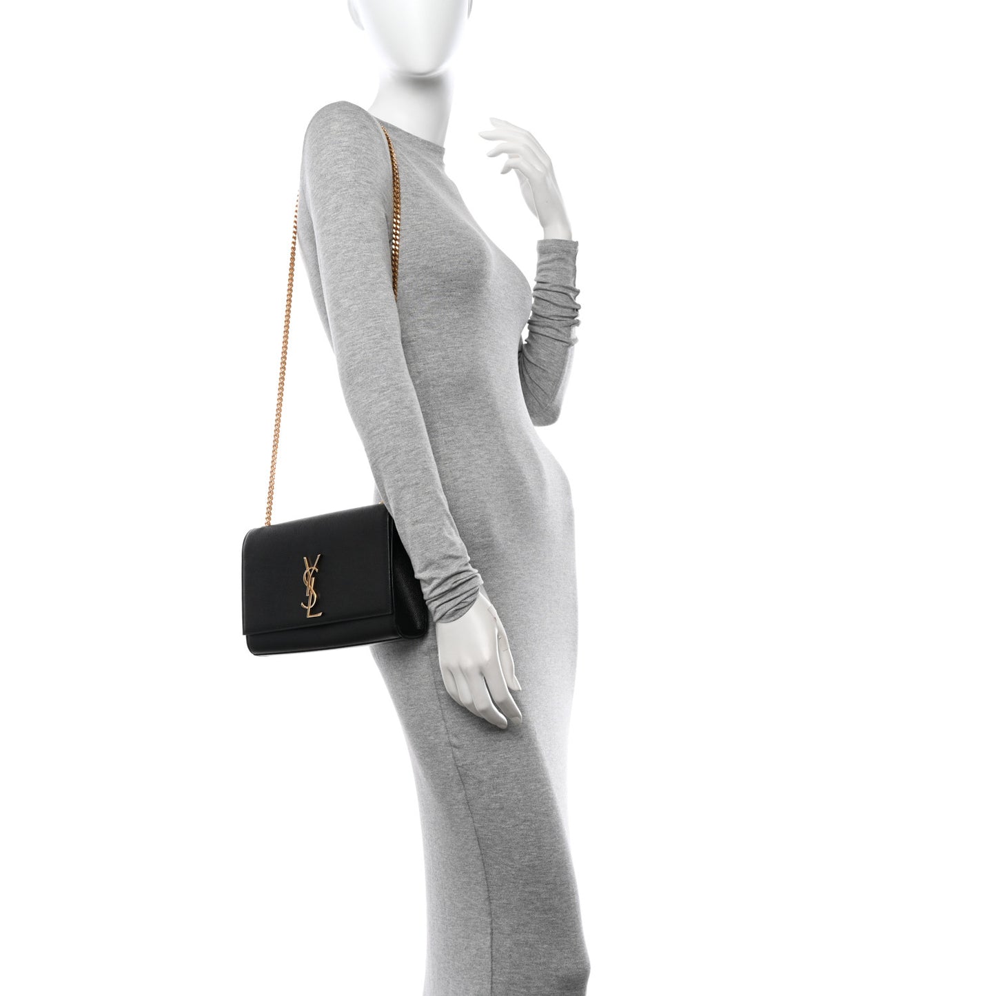 Grain De Poudre Medium Classic Monogram Kate Satchel Black