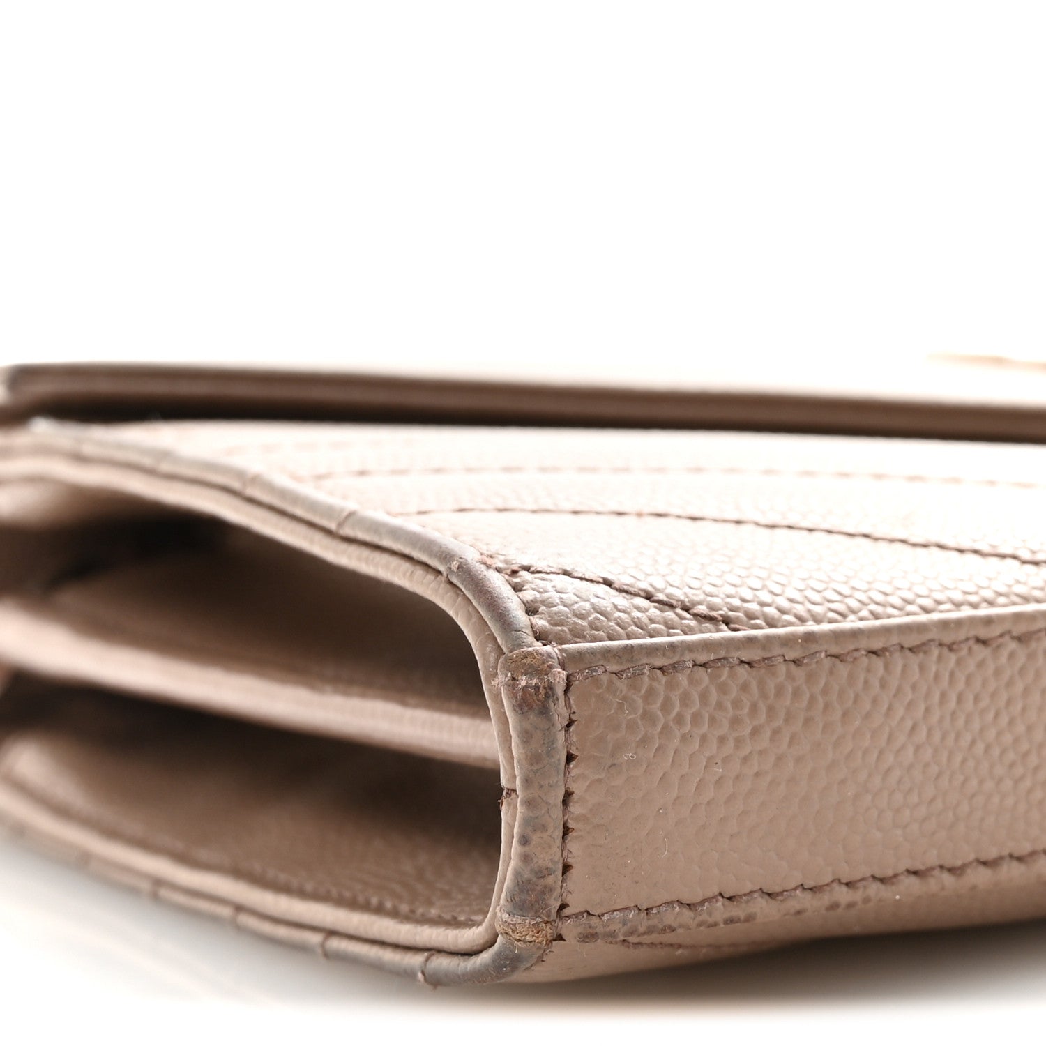 Saint Laurent Grain De Poudre Matelasse Chevron Monogram Chain Wallet Taupe 9 of 11