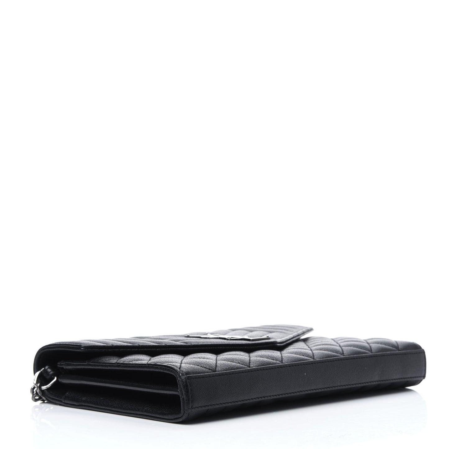 Sheepskin Tri-Quilt Monogram Envelope Chain Wallet Black