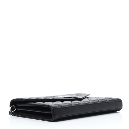 Saint Laurent Sheepskin Tri-Quilt Monogram Envelope Chain Wallet Black 4 of 13