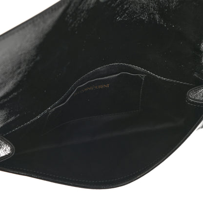Saint Laurent Textured Patent Monogram Large Belle De Jour Clutch Black 5 of 6