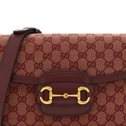 Gucci Monogram Textured Dollar Calfskin Horsebit 1955 Shoulder Bag Sahara Rubino Chardonnay 9 of 11